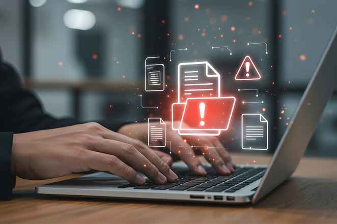 Foto: Person, die einen Laptop benutzt